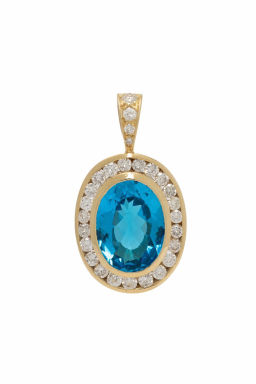 Gold Topaz and Diamond Pendant