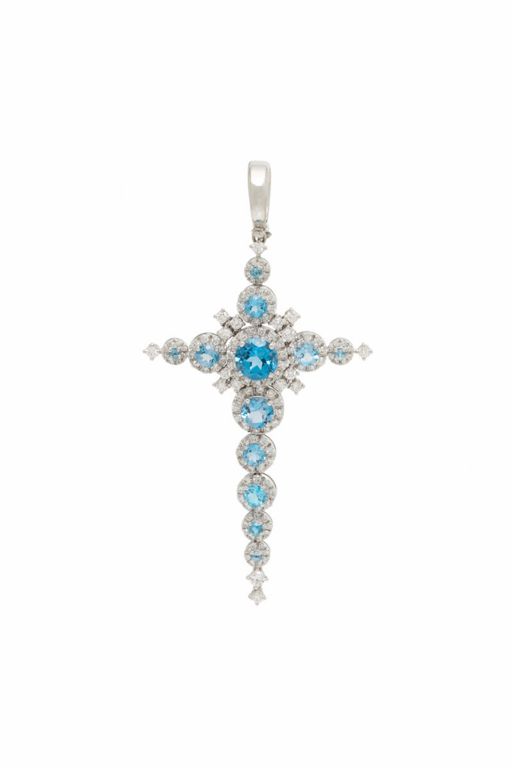 Gold Topaz and Diamond Pendant