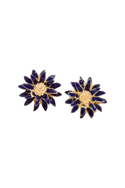 Pair of 18k Gold Enamel Earrings