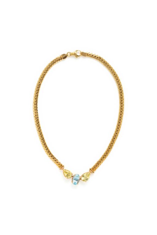 18k Gold Aquamarine and Heliodor Beryl Necklace