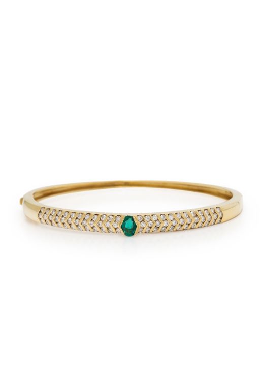 18k Gold Emerald and Diamond Bracelet