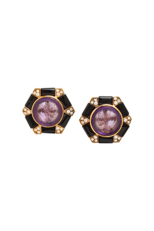 14k Gold Amethyst and Diamond Earrings