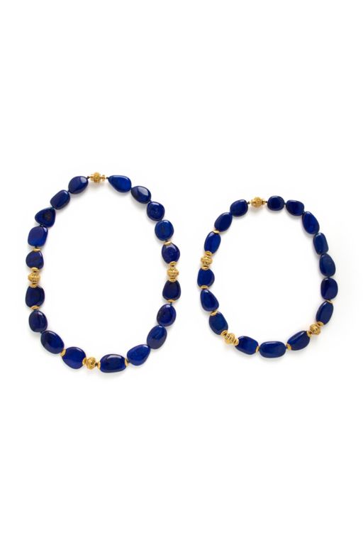 Pair of 18k Gold Lapis Lazuli Necklaces