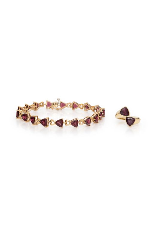 Yellow Gold and Garnet Demi Parure
