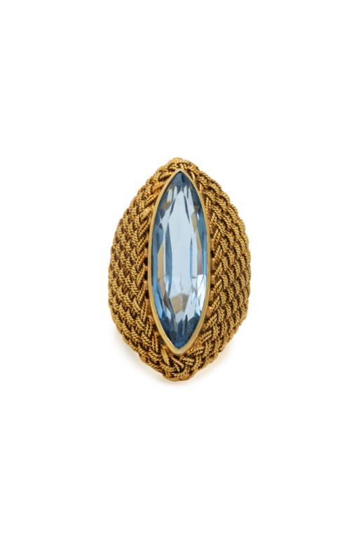 Synthetic Blue Spinel and Yellow Gold Ring