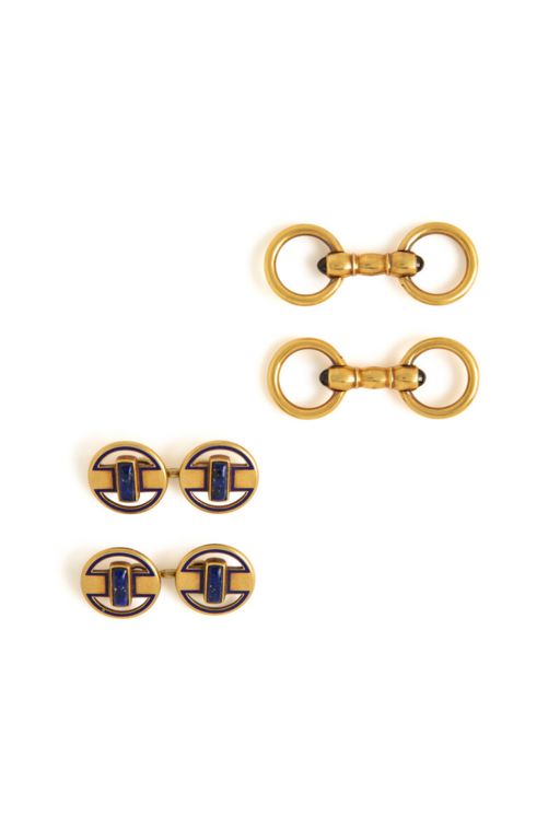 Two Pairs of Gold Gemstone Cufflinks