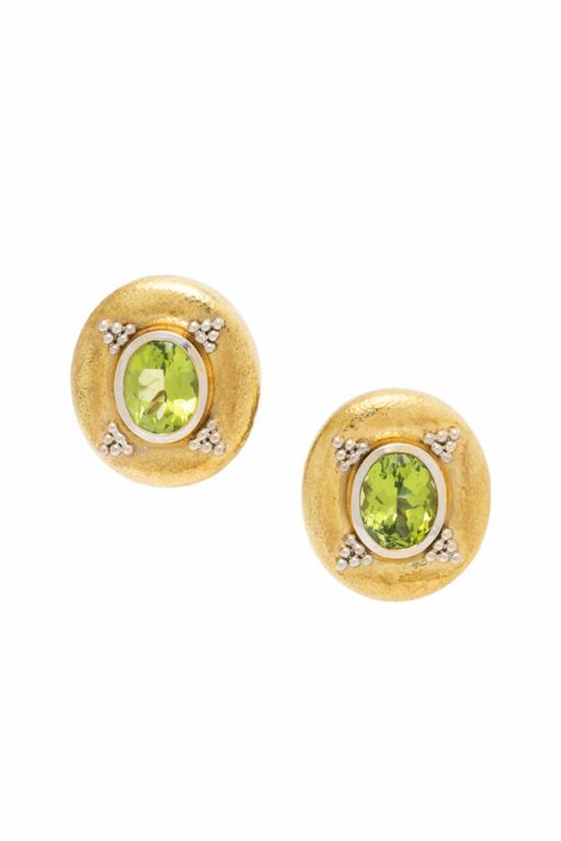 Bicolor Gold and Peridot Earrings