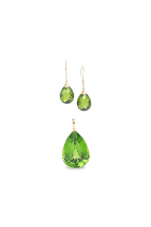 Gold Green Stone Jewelry Set