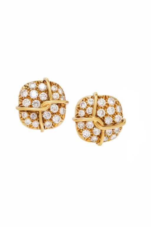 Pair of 18k Gold Diamond Earrings