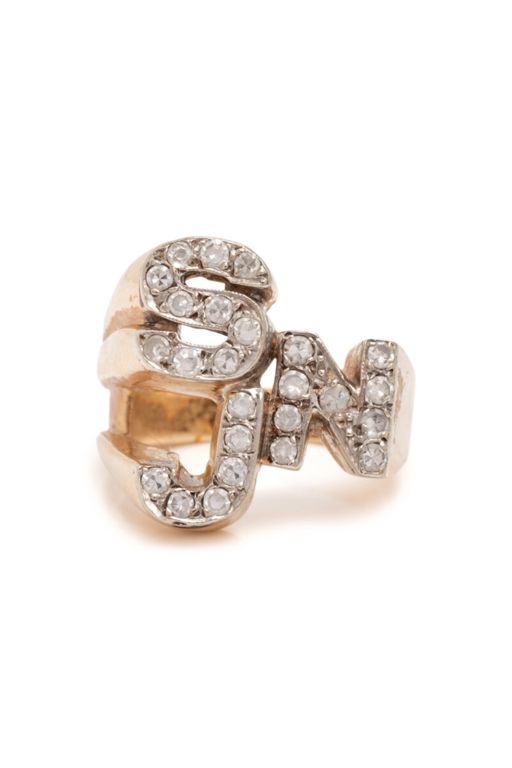 Diamond and Yellow Gold Initial Ring