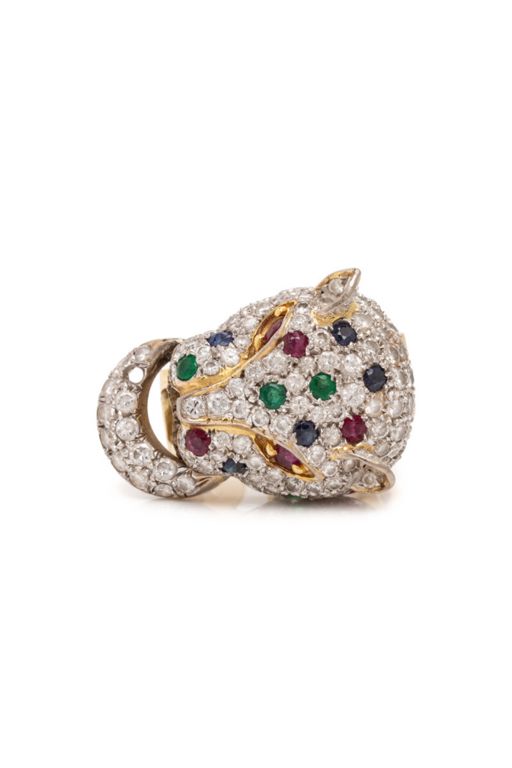 Gold and Platinum Multi-Gem Ring