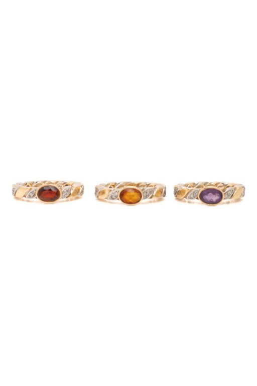 Three 14k Gold Multi-Gem Rings