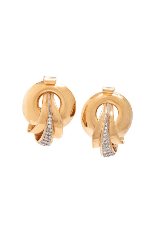 Pair of 14k Gold Diamond Earrings