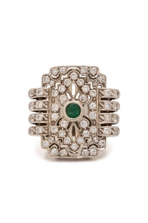 14k Gold Diamond and Emerald Ring