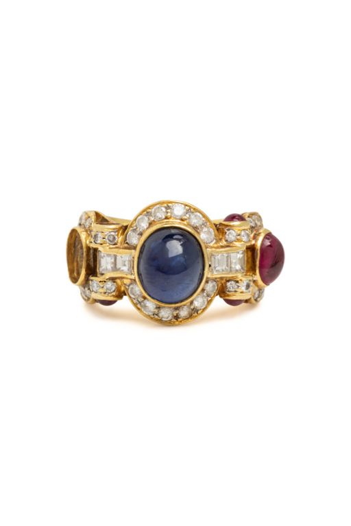 Multigem and Yellow Gold Ring