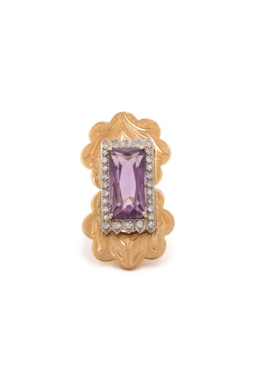 Amethyst, Diamond and Yellow Gold Ring
