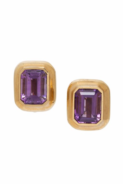 Amethyst and Yellow Gold Earrings