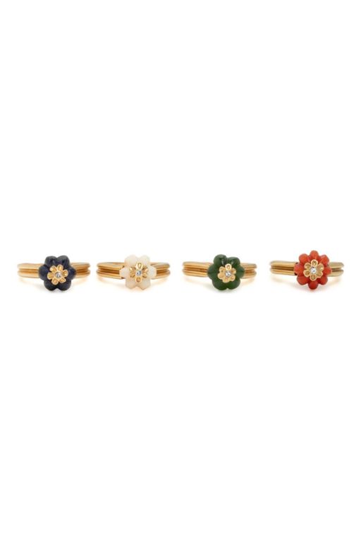 Four 14k Gold Multi-Gem Rings