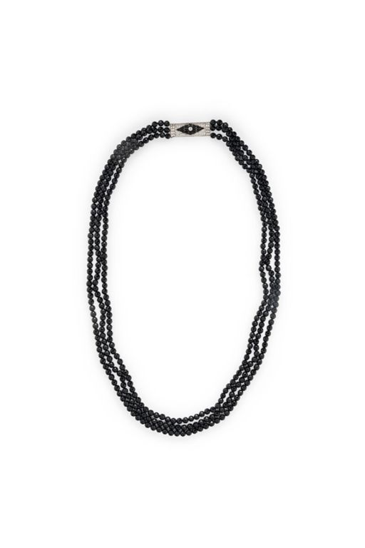 Diamond and Onyx Beaded Necklace