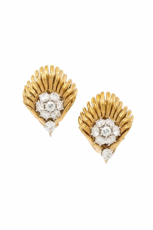Pair of Gold Diamond Earrings