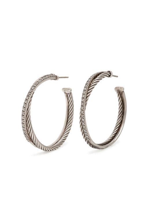 Pair of Sterling Silver Diamond Earrings