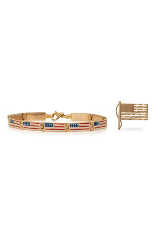 14k Gold Enamel Bracelet and Pin