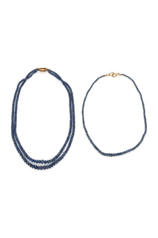 Two Gold Sapphire Necklaces