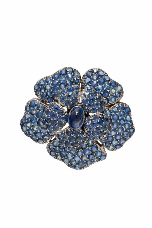 Silver and Gold Sapphire Brooch