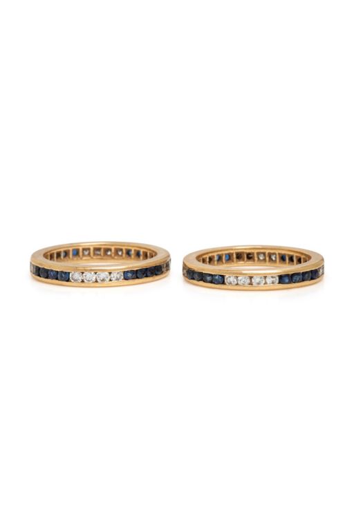 Pair of Gold Sapphire and Diamond Rings