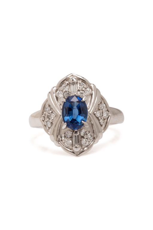 Platinum Sapphire and Diamond Ring