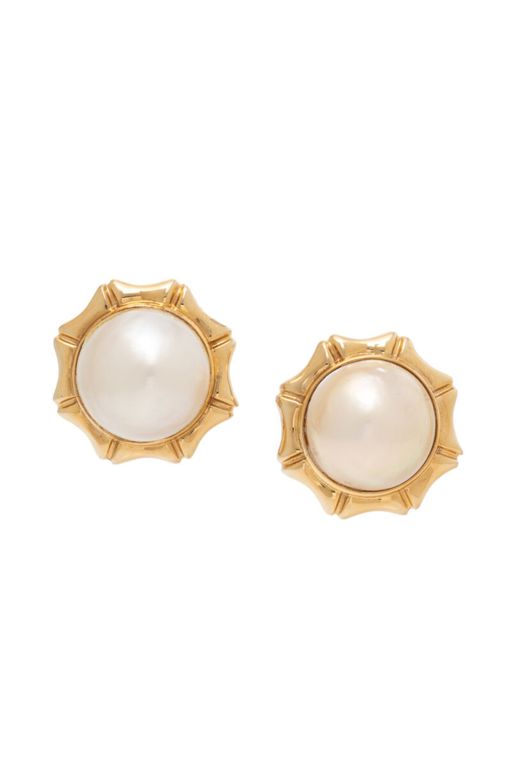 Pair of 14k Gold Pearl Earrings