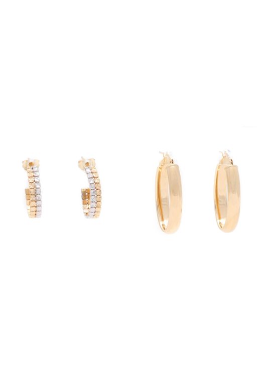 Two Pairs of Gold Hoop Earrings