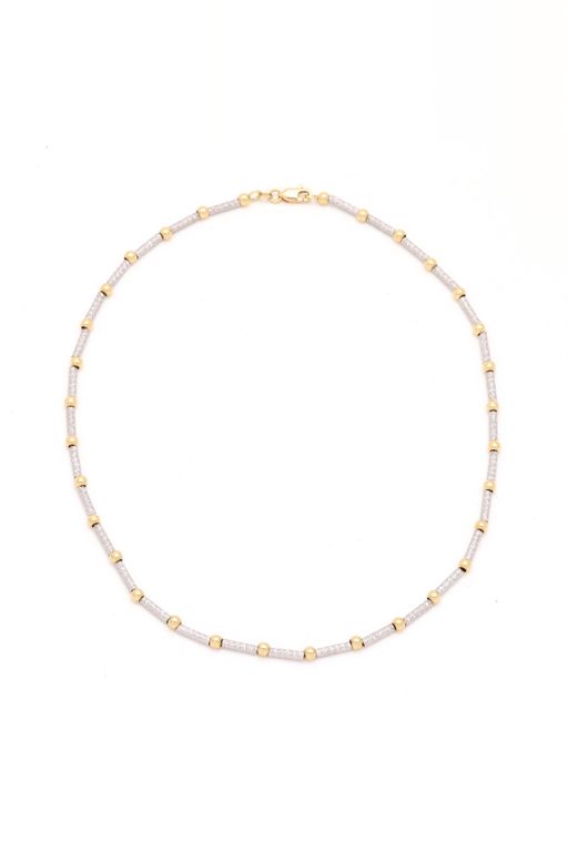 Bi-Color Gold Fancy Link Necklace
