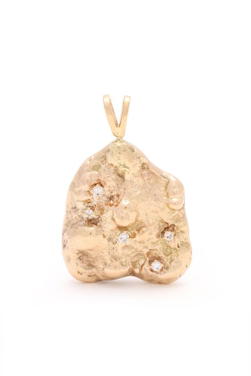Gold and Diamond Nugget Pendant