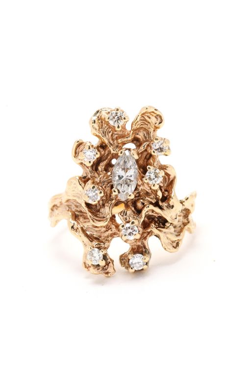 Gold and Diamond Nugget Ring