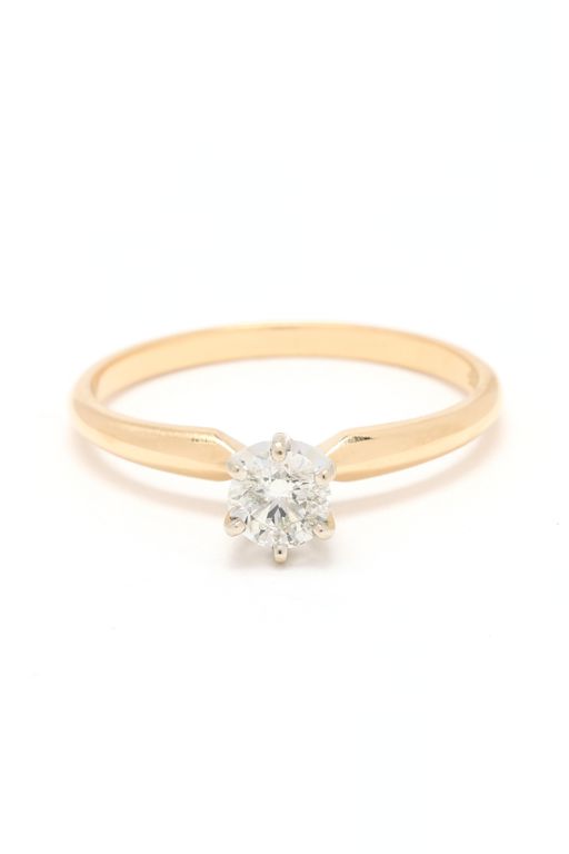 Gold and Diamond Solitaire Ring