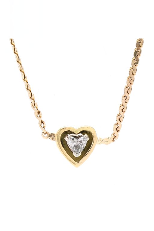 Gold and Diamond Heart Pendant Necklace