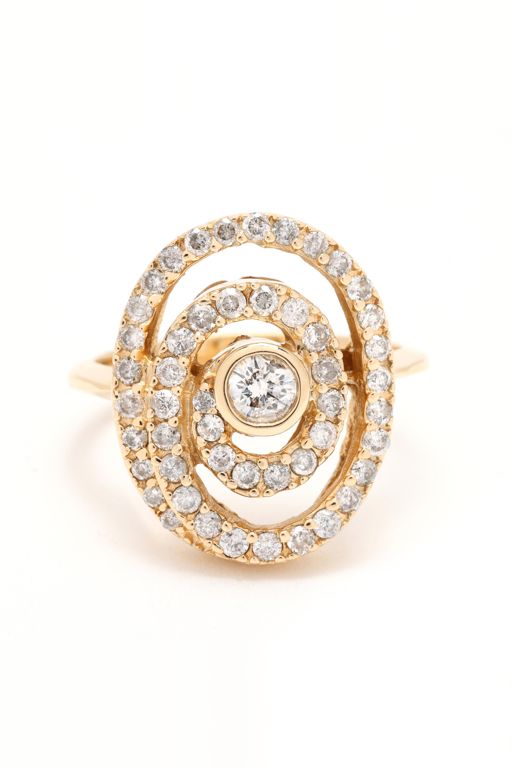 Gold and Diamond Swirl Ring