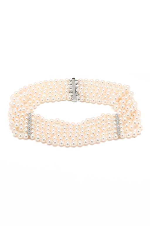 Gold Pearl and Diamond Necklace