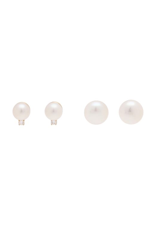 Two Pairs of Gold and Pearl Stud Earrings