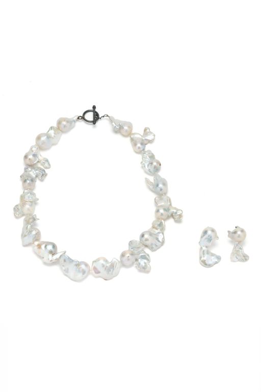 Baroque Pearl Necklace and Earrings