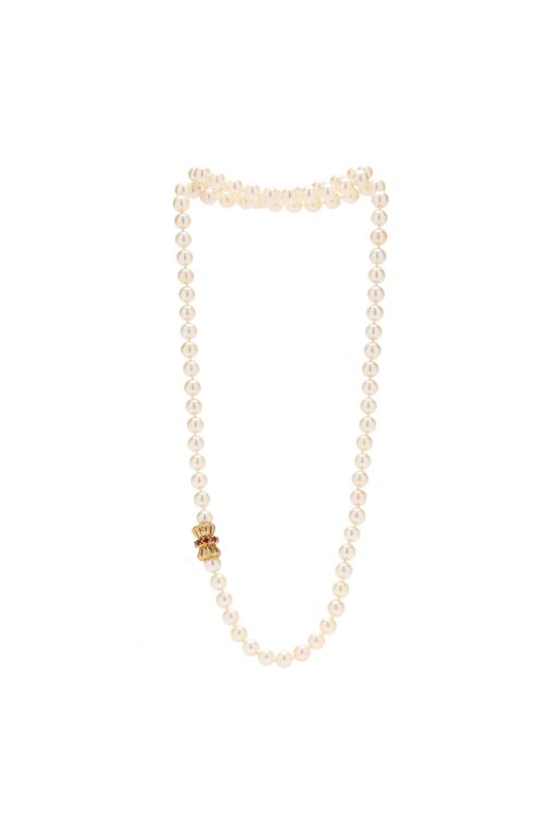 14k Gold Pearl and Ruby Necklace