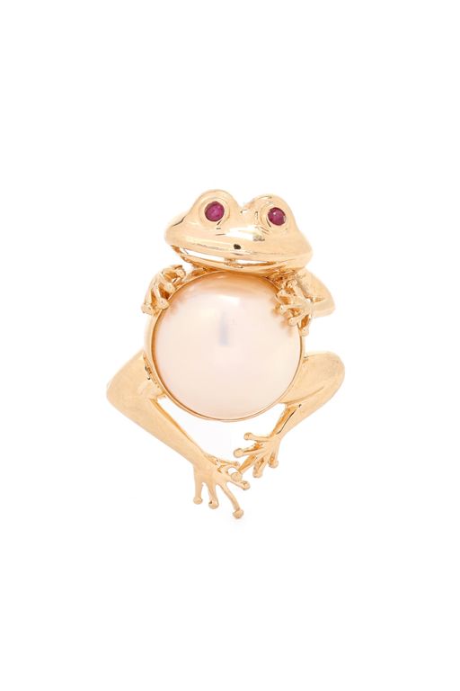 14k Gold Pearl and Ruby Pendant Brooch