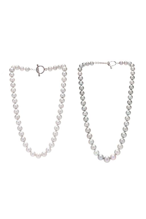 Two Single Strand Gray Pearl Necklaces