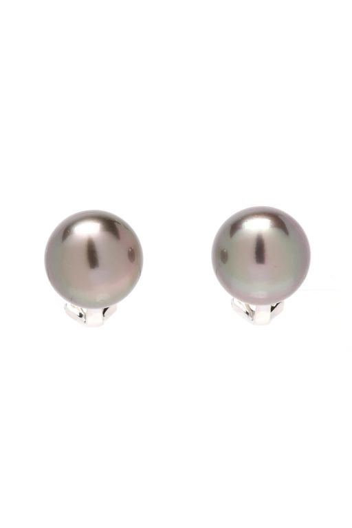 White Gold and Tahitian Pearl Earrings