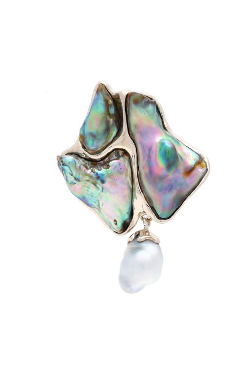 White Gold and Pearl Brooch