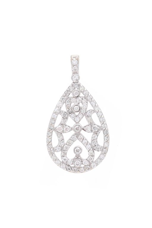 White Gold and Diamond Pear Shaped Pendant