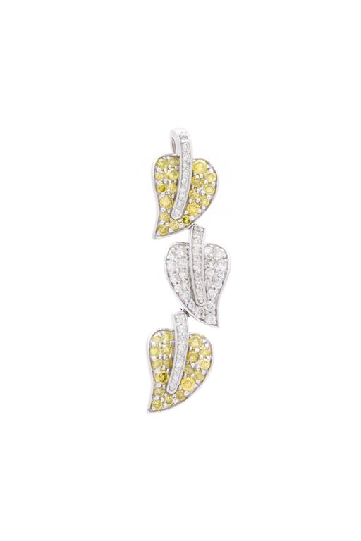 White Gold and Diamond Leaf Pendant