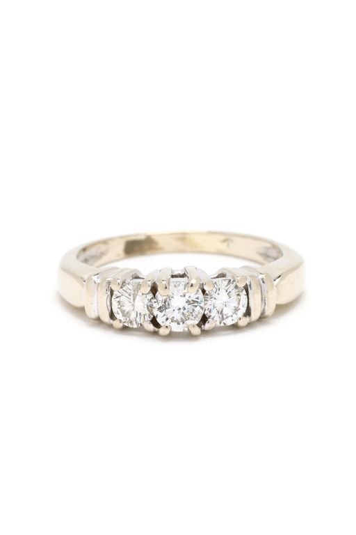 White Gold and Three-Stone Diamond Ring