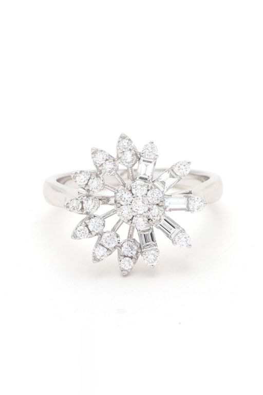 White Gold and Diamond Cluster Ring